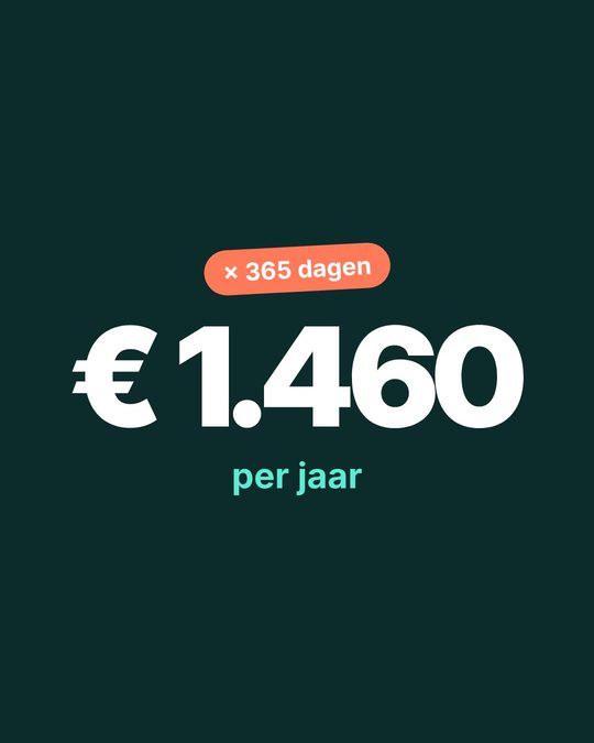 € 4 per dag is € 1.460 per jaar