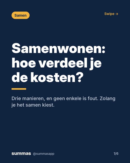 Samenwonen: hoe verdeel je de kosten?